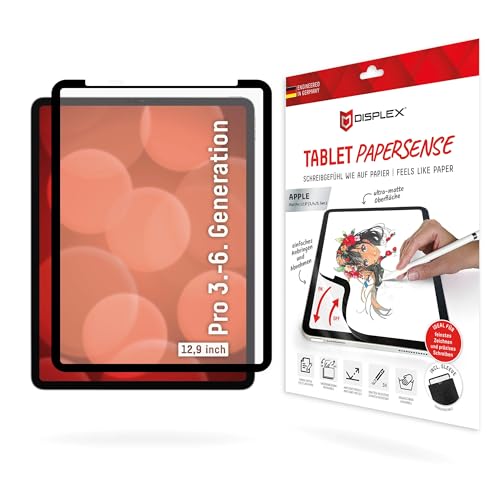 DISPLEX Tablet PAPERSENSE für iPad Pro 12,9'' (3./4./5./6. Gen.), wiederablösbare Schreibfolie und Zeichenfolie mit Paper Feeling für EIN Schreibgefühl wie auf Papier, inkl. Filz-Schutzhülle von Displex