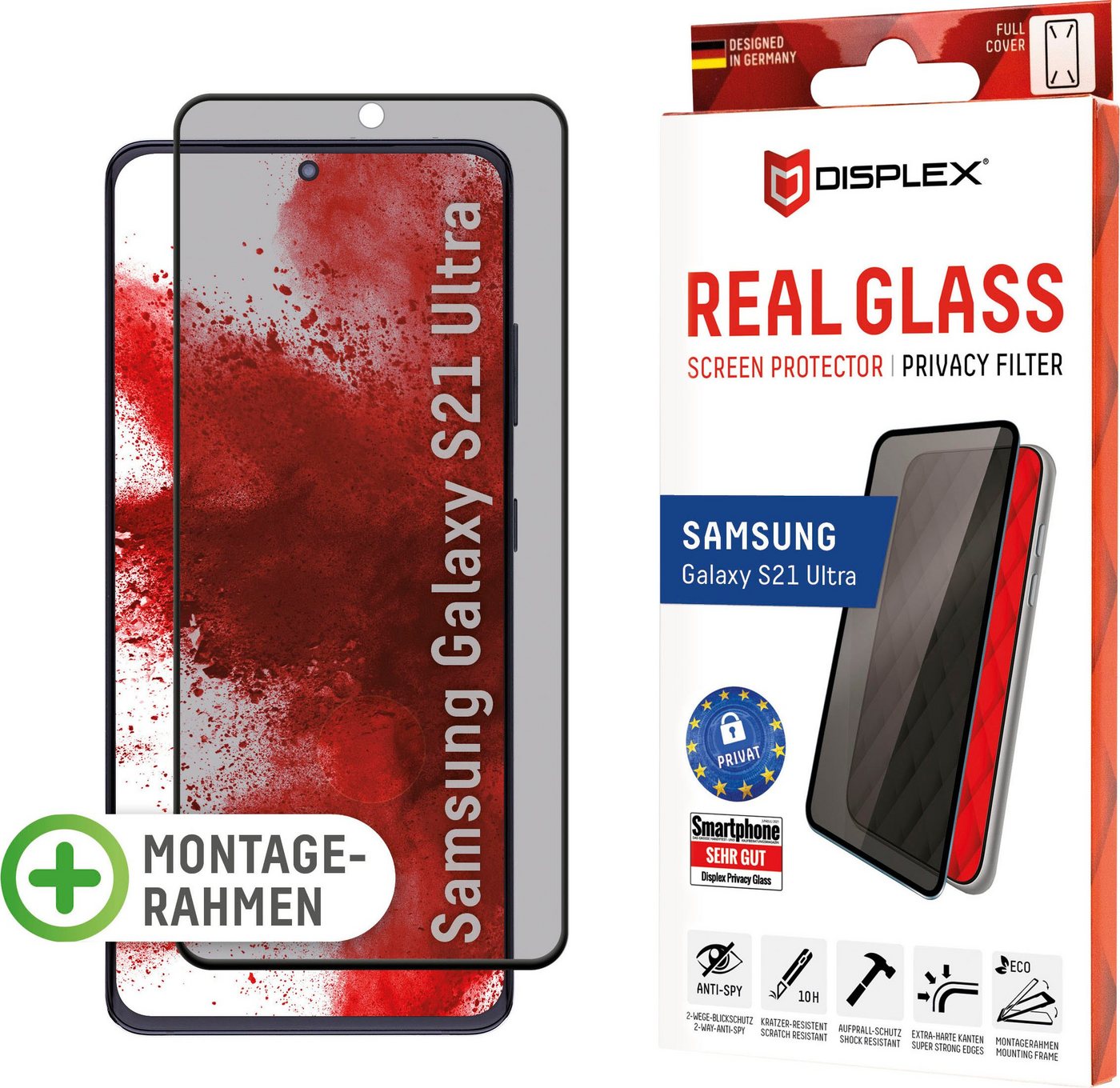 Displex DISPLEX Privacy Glass Panzerglas für Samsung Galaxy S21 Ultra (6,8) für Samsung Galaxy S21 Ultra, Displayschutzglas von Displex