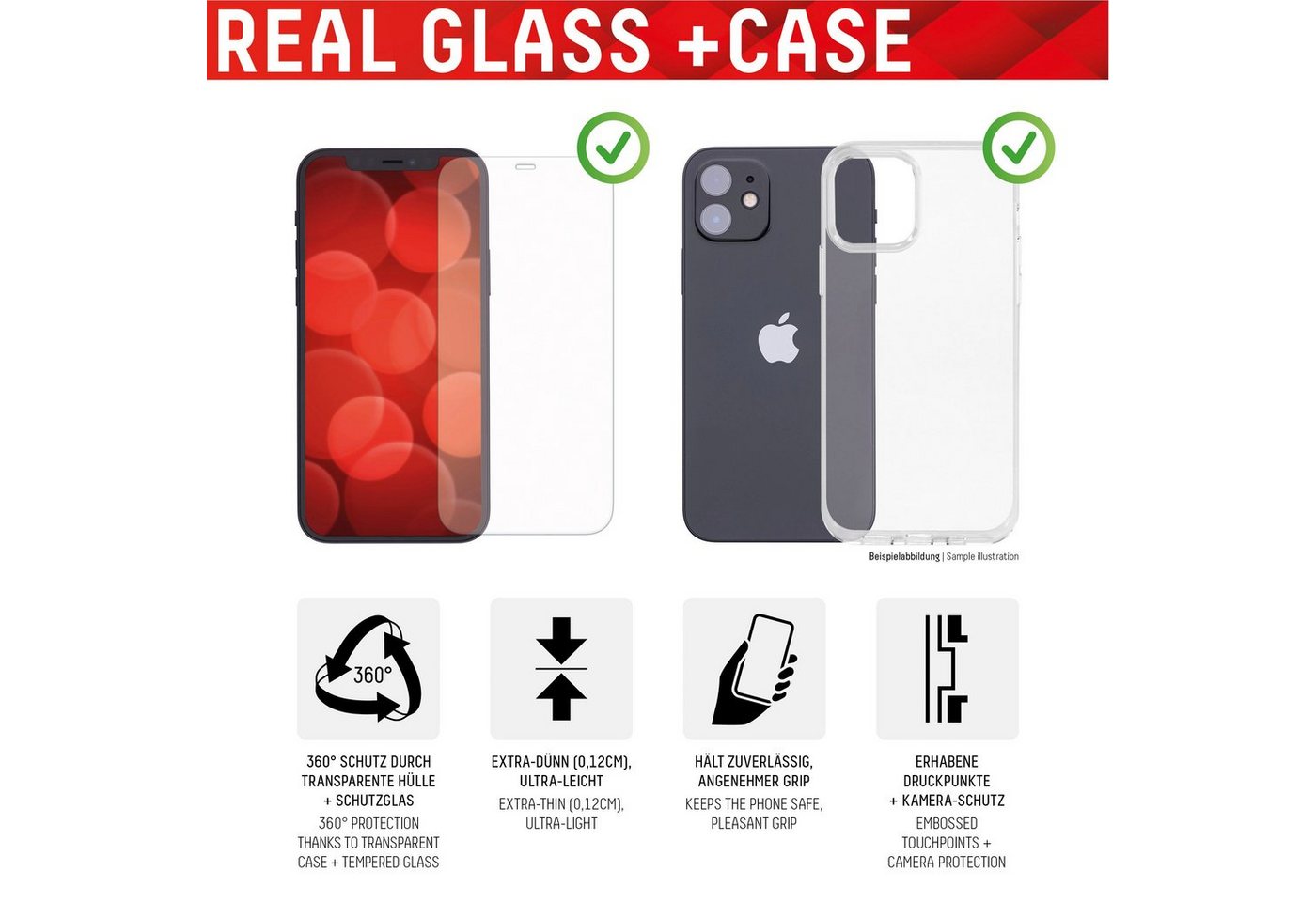 Displex DISPLEX Real Glass + Case für iPhone 13, Displayschutzfolie von Displex