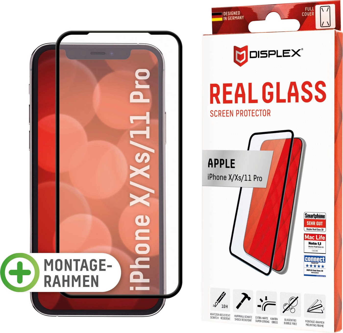 Displex DISPLEX Real Glass Panzerglas für Apple iPhone X/XS/11 Pro (5,8) für Apple iPhone 11 Pro, Displayschutzglas, 1 Stück von Displex