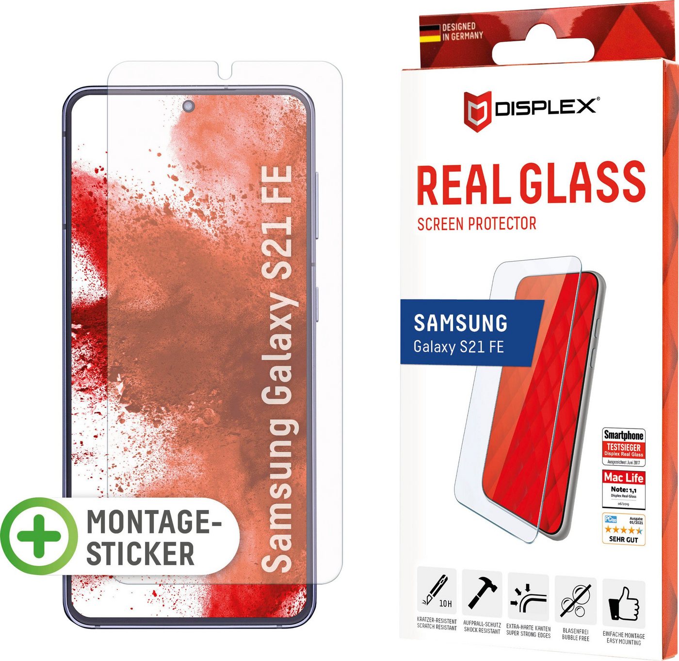 Displex DISPLEX Real Glass für Samsung Galaxy S21 FE, Displayschutzfolie von Displex