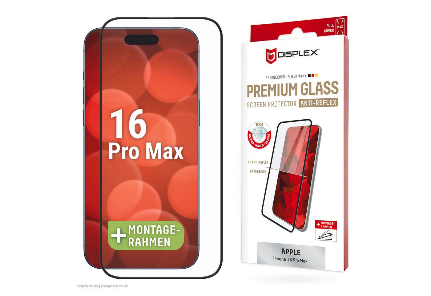 Displex Displayschutzglas Premium Glass Full Cover Anti-Reflex für Apple iPhone 16 Pro Max, 1 Stück, Displayschutzfolie, Schutzfolie, Bildschirmschutz, kratz- & stoßfest Displex Displayschutzglas Premium Glass Full Cover Anti-Reflex für Apple iPhone 16 Pro Max, 1 Stück, Displayschutzfolie, Schutzfolie, Bildschirmschutz, kratz- & stoßfest von Displex