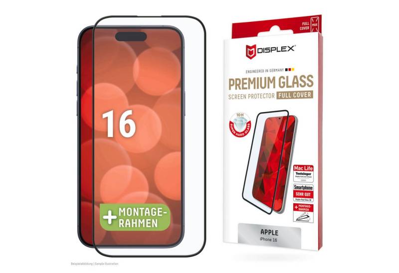 Displex Displayschutzglas Premium Glass Full Cover für Apple iPhone 16, 1 Stück, Displayschutzfolie, Schutzfolie, Bildschirmschutz, kratz- & stoßfest von Displex
