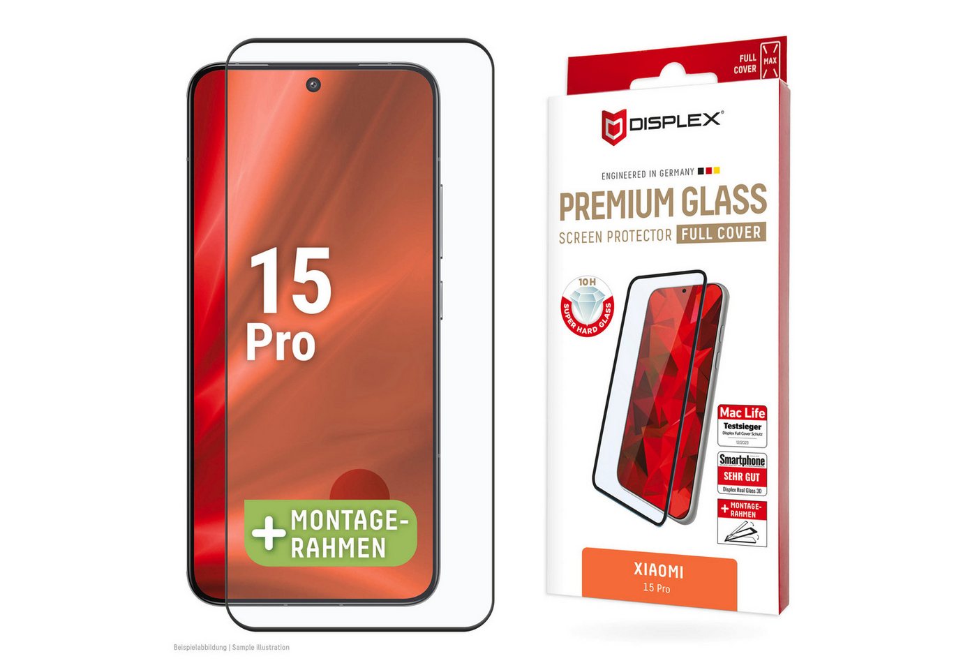 Displex Displayschutzglas Premium Glass Screen Protector (Full Cover) für Xiaomi 15 Pro, Displayschutzfolie, Schutzfolie, Bildschirmschutz, kratz- & stoßfest von Displex