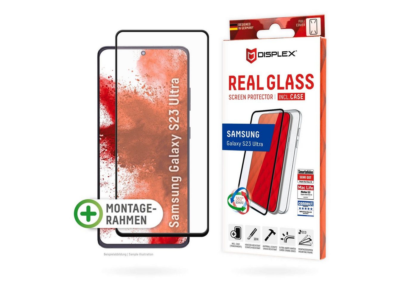 Displex Displayschutzglas Real Glass + Case - Samsung Galaxy S23 Ultra, Displayschutzfolie Displayschutz Rundumschutz 360 Grad splitterfest Displex Displayschutzglas Real Glass + Case - Samsung Galaxy S23 Ultra, Displayschutzfolie Displayschutz Rundumschutz 360 Grad splitterfest von Displex