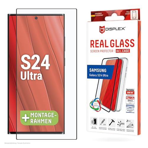 Displex Full Cover Panzerglas (10H) + Schutzhülle für Samsung Galaxy S24 Ultra, Eco-Montagerahmen, Case, volle Displayabdeckung, Tempered Glas, kratzer-resistente Schutzfolie von Displex
