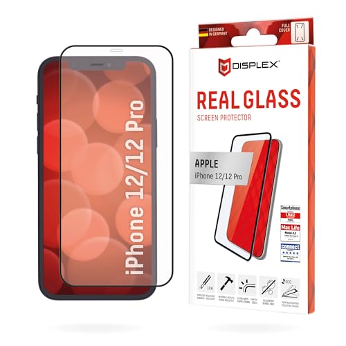 Displex Full Cover Panzerglas (10H) für Apple iPhone 12/12 Pro, Eco-Montagerahmen, volle Displayabdeckung, Tempered Glas, kratzer-resistente Schutzfolie, hüllenfreundlich von Displex