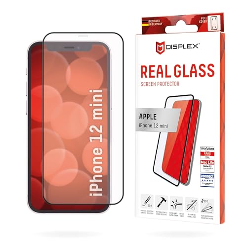 Displex Full Cover Panzerglas (10H) für Apple iPhone 12 mini, Montagerahmen, volle Displayabdeckung, Tempered Glas, kratzer-resistente Schutzfolie, hüllenfreundlich von Displex