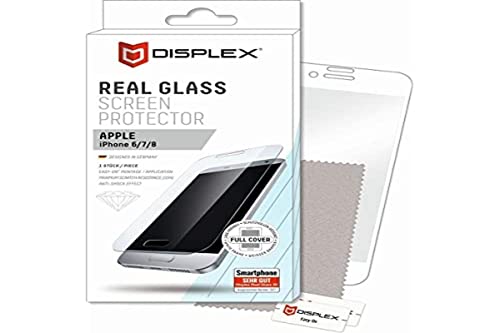 Displex Full Cover Panzerglas (10H) für Apple iPhone 6/7/8 (White), Montagerahmen, volle Displayabdeckung, Tempered Glas, kratzer-resistente Schutzfolie, hüllenfreundlich von Displex