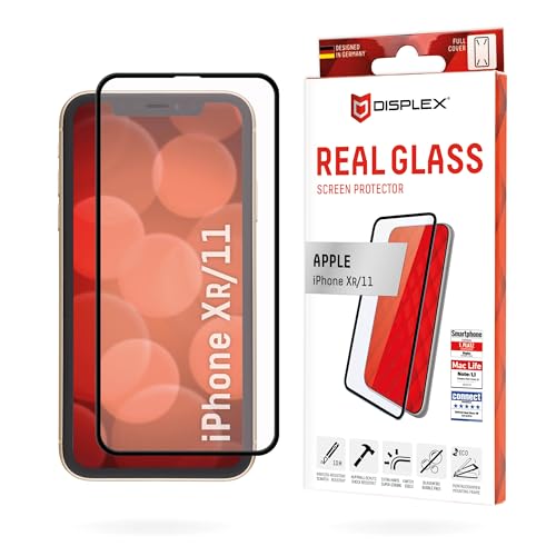 Displex Full Cover Schutzglas (10H) für Apple iPhone XR/11, Eco-Montagerahmen, volle Displayabdeckung, Tempered Glas, kratzer-resistente Schutzfolie, hüllenfreundlich von Displex