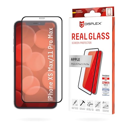 Displex Full Cover Panzerglas (10H) für Apple iPhone XS Max/11 Pro Max, Montagerahmen, volle Displayabdeckung, Tempered Glas, kratzer-resistente Schutzfolie, hüllenfreundlich von Displex