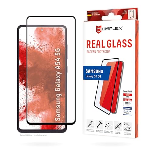 Displex Full Cover Panzerglas (10H) für Samsung Galaxy A54 5G, Eco-Montagerahmen, volle Displayabdeckung, Tempered Glas, kratzer-resistente Schutzfolie, hüllenfreundlich von Displex