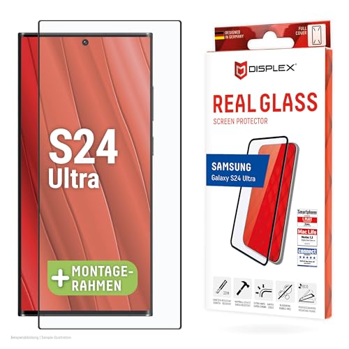 Displex Schutzglas (10H) für Samsung Galaxy S24 Ultra, Eco-Montagerahmen, Privacy Filter, Tempered Glas, Kratzer-resistente Schutzfolie, hüllenfreundlich (Real Glass Full Cover) von Displex