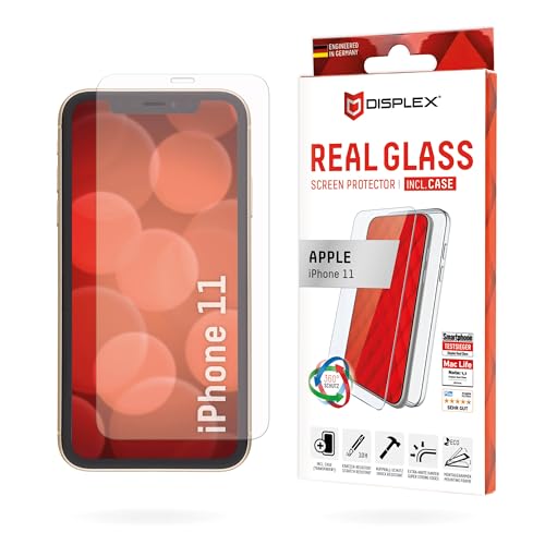 Displex Schutzglas (10H) + Schutzhülle für Apple iPhone 11, Montagesticker, + Case, Tempered Glas, kratzer-resistente Schutzfolie von Displex