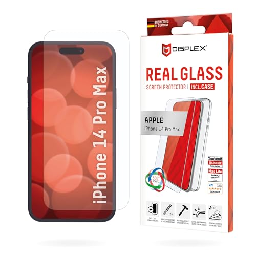 Displex Panzerglas (10H) + Schutzhülle für Apple iPhone 14 Pro Max, Eco-Montagerahmen, Case, Tempered Glas, kratzer-resistente Schutzfolie von Displex