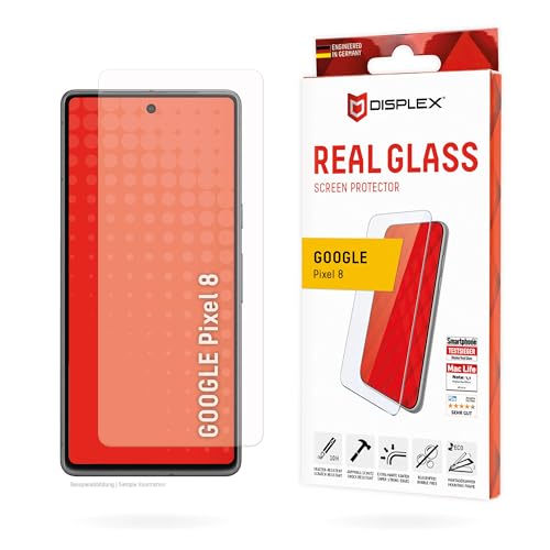 Displex Panzerglas 2D/ Clear (10H) für Google Pixel 8, Eco-Montagerahmen, Tempered Glas, kratzer-resistente Schutzfolie, hüllenfreundlich von Displex