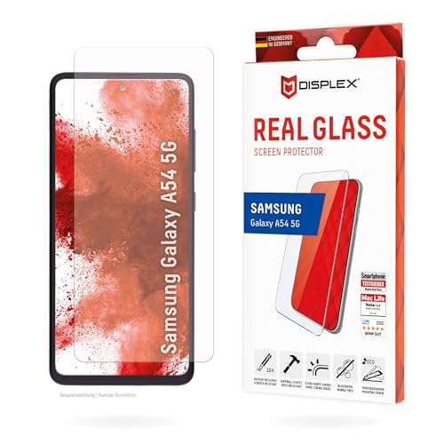 Displex Schutzglas 2D/ Clear (10H) für Samsung Galaxy A54 5G, Eco-Montagerahmen, Tempered Glas, kratzer-resistente Schutzfolie, hüllenfreundlich von Displex