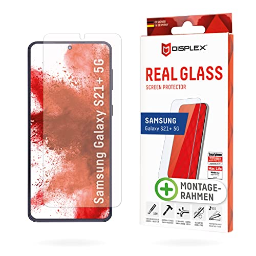 Displex Panzerglas 2D/ Clear (10H) für Samsung Galaxy S21+ 5G, Montagerahmen, Tempered Glas, kratzer-resistente Schutzfolie, hüllenfreundlich von Displex