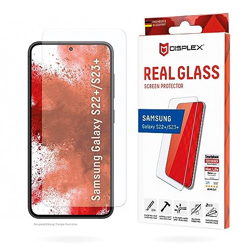 Displex Panzerglas 2D/ Clear (10H) für Samsung Galaxy S22+/S23+, Eco-Montagerahmen, Tempered Glas, kratzer-resistente Schutzfolie, hüllenfreundlich von Displex