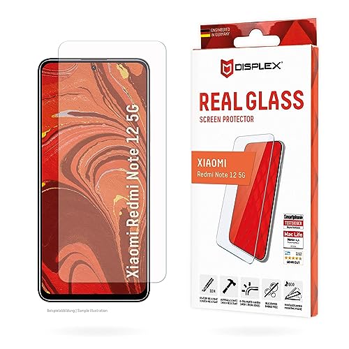 Displex Panzerglas 2D/ Clear (10H) für Xiaomi Redmi Note 12 5G, Eco-Montagerahmen, Tempered Glas, kratzer-resistente Schutzfolie, hüllenfreundlich von Displex