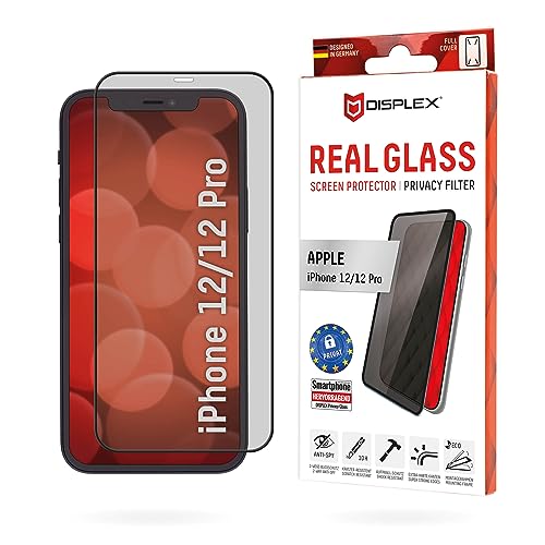 Displex Privacy Full Cover Panzerglas (10H) für Apple iPhone 12/12 Pro, Eco-Montagerahmen, Privacy Filter, Tempered Glas, kratzer-resistente Schutzfolie, hüllenfreundlich von Displex