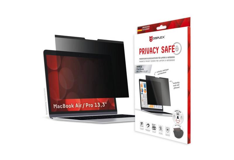 Displex Displayschutzfolie Privacy Safe - MacBook Air/Pro 13,3, Blickschutzfilter von Displex