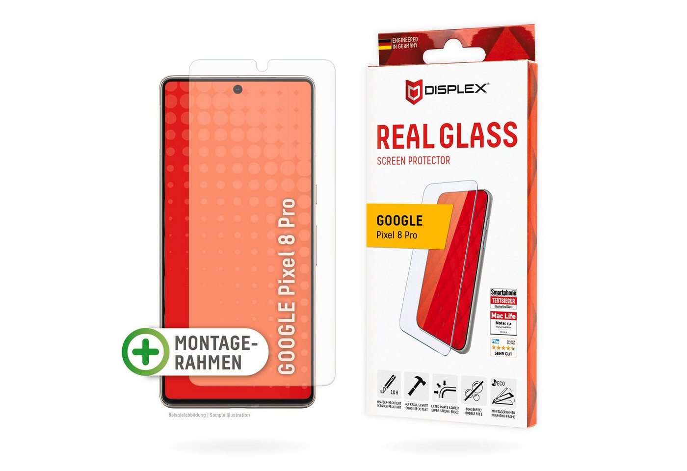 Displex Real Glass, Displayschutzglas, Displayschutzfolie Displayschutz kratzer-resistent 10H splitterfest von Displex