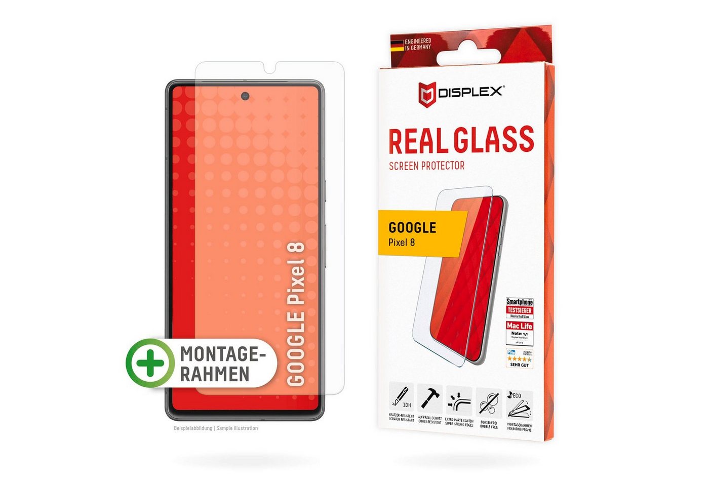 Displex Real Glass, Displayschutzglas, Displayschutzfolie Displayschutz kratzer-resistent 10H splitterfest von Displex