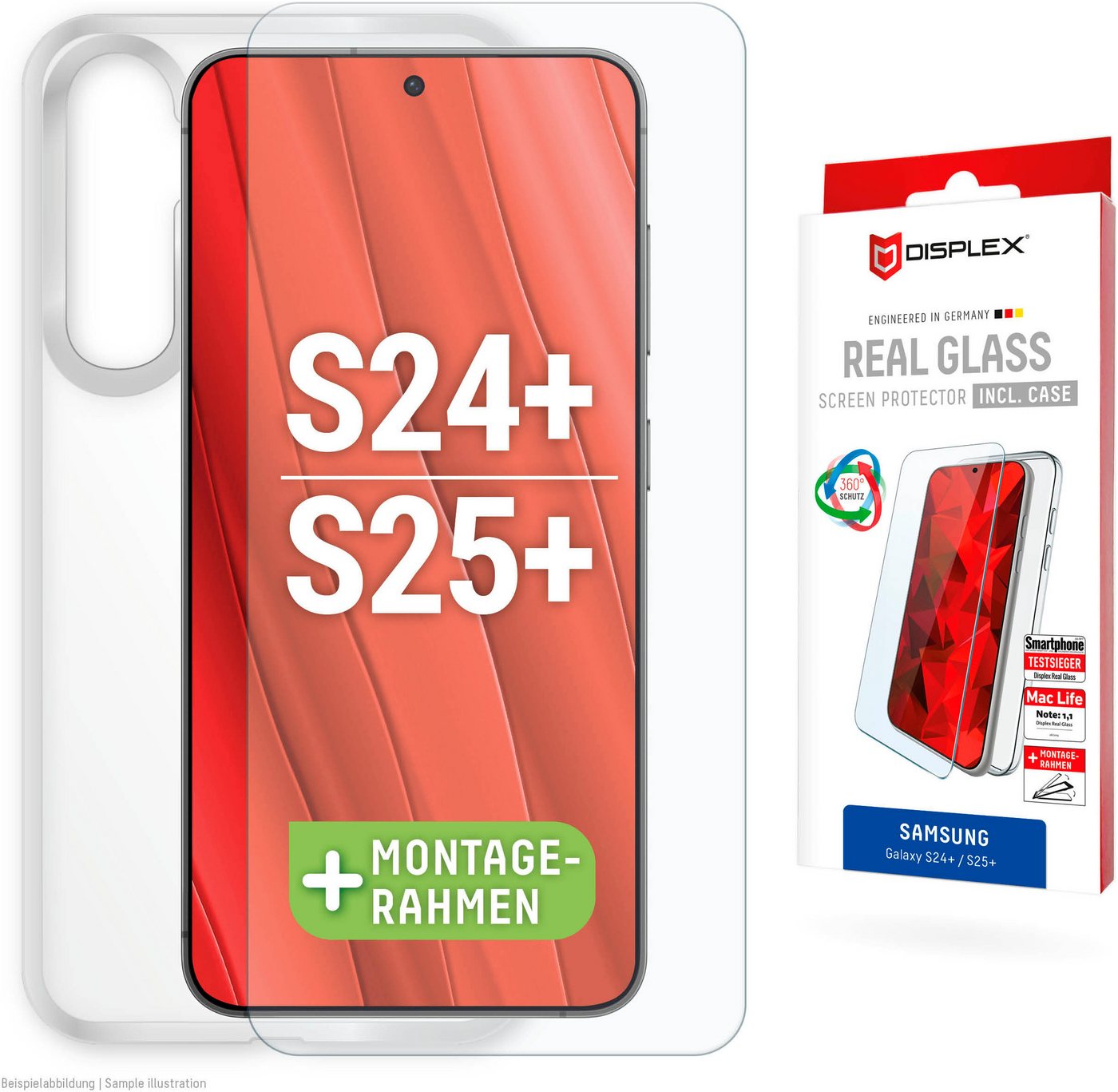 Displex Displayschutzglas Real Glass + Case für Samsung Galaxy S24+, Samsung Galaxy S25+, Displayschutzfolie Displayschutz Rundumschutz 360 Grad splitterfest Displex Displayschutzglas Real Glass + Case für Samsung Galaxy S24+, Samsung Galaxy S25+, Displayschutzfolie Displayschutz Rundumschutz 360 Grad splitterfest von Displex