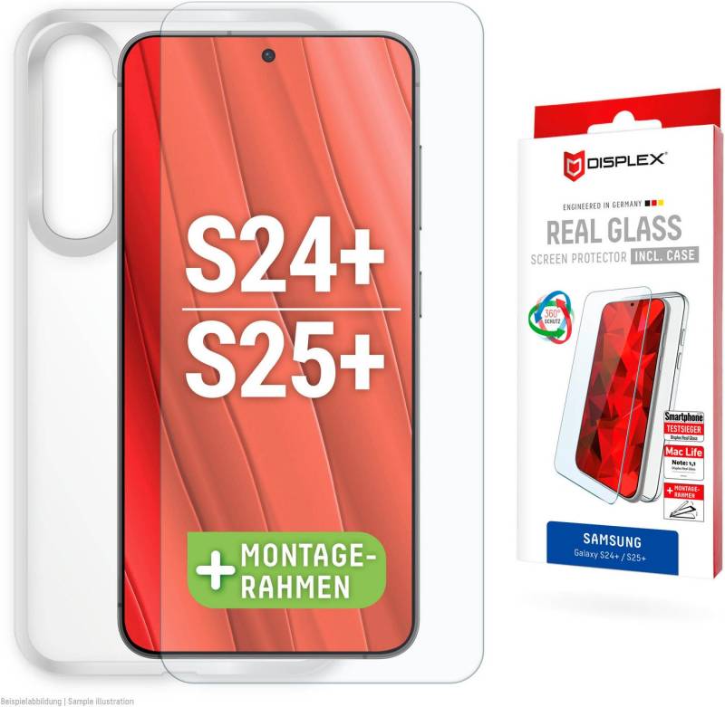 Displex Displayschutzglas Real Glass + Case für Samsung Galaxy S24+, Samsung Galaxy S25+, Displayschutzfolie Displayschutz Rundumschutz 360 Grad splitterfest von Displex