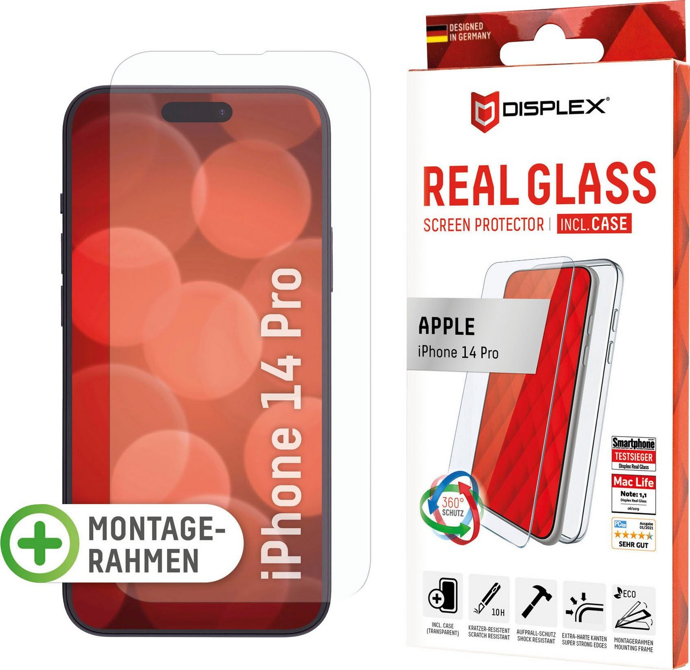 Displex Real Glass + Case - iPhone 14 Pro für iPhone 14 Pro, Displayschutzglas von Displex