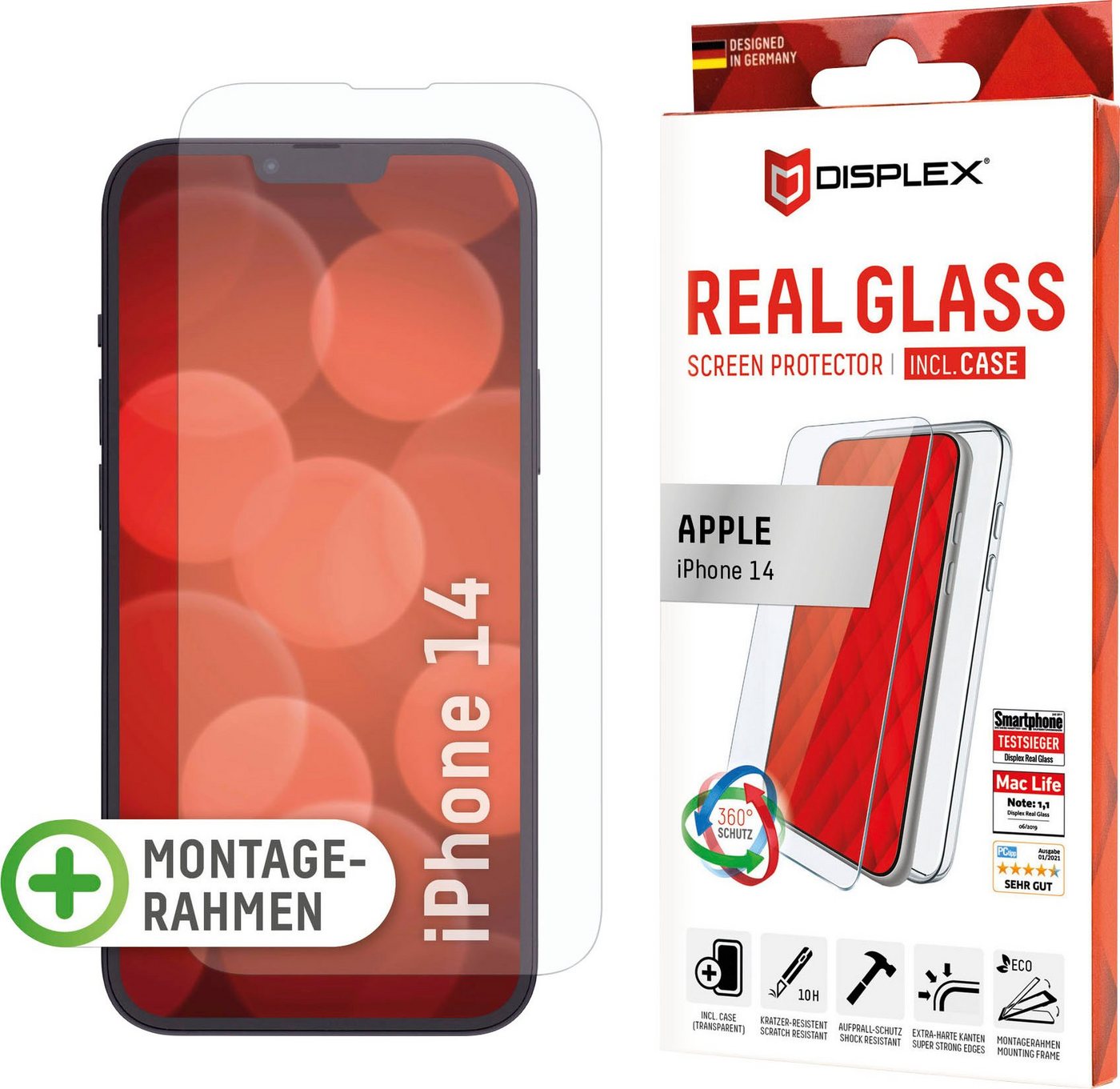 Displex Displayschutzglas Real Glass + Case - iPhone 14 für iPhone 14 von Displex