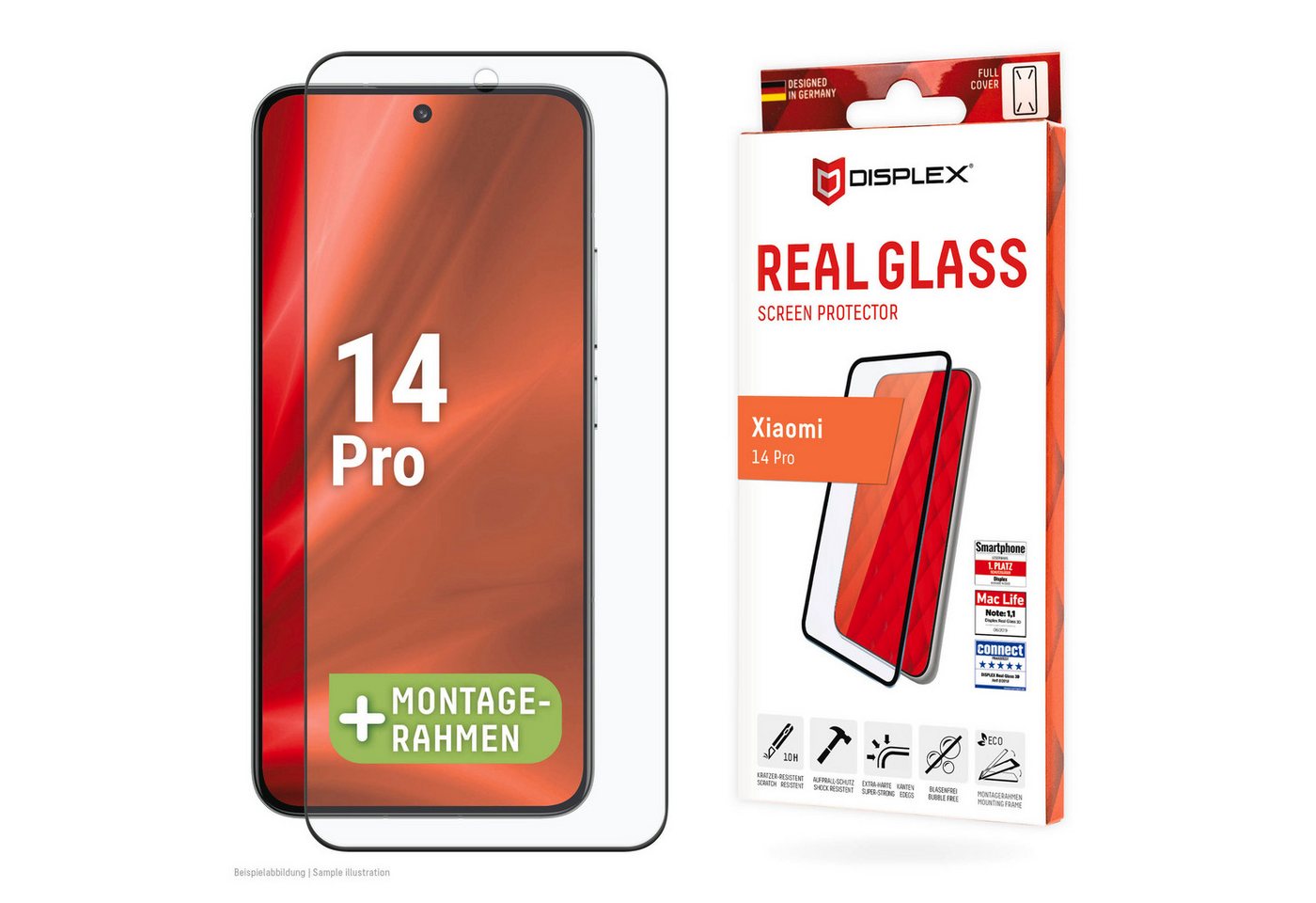 Displex Real Glass 3D für Xiaomi 14 Pro, Displayschutzglas, 1 Stück, Bildschirmschutz, Displayschutzfolie,Einfach anbringen,kratz-&stoßfest von Displex