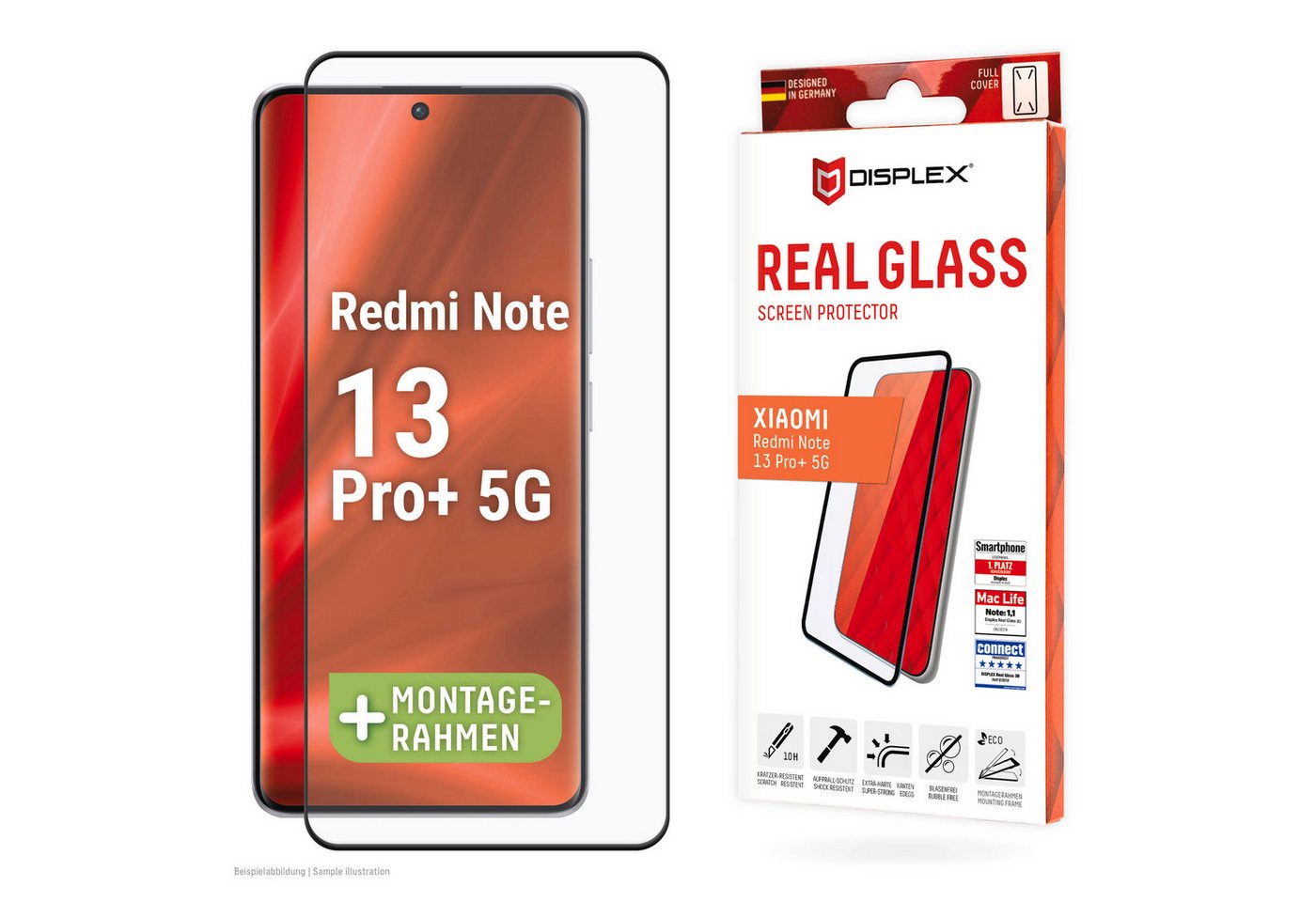 Displex Real Glass 3D für Xiaomi Redmi Note 13 Pro+ 5G, Displayschutzglas, 1 Stück, Bildschirmschutz, Displayschutzfolie,Einfach anbringen,kratz-&stoßfest von Displex