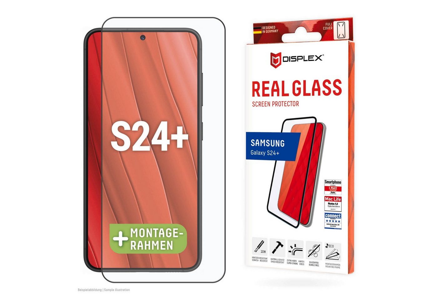 Displex Real Glass FC für Samsung Galaxy S24+, Displayschutzglas, Displayschutzfolie Displayschutz kratzer-resistent 10H splitterfest von Displex