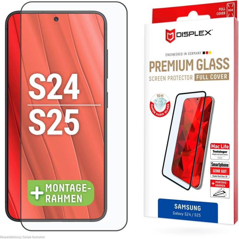 Displex Displayschutzglas Real Glass FC für Samsung Galaxy S24, Samsung Galaxy S25, Displayschutzfolie Displayschutz kratzer-resistent 10H splitterfest von Displex