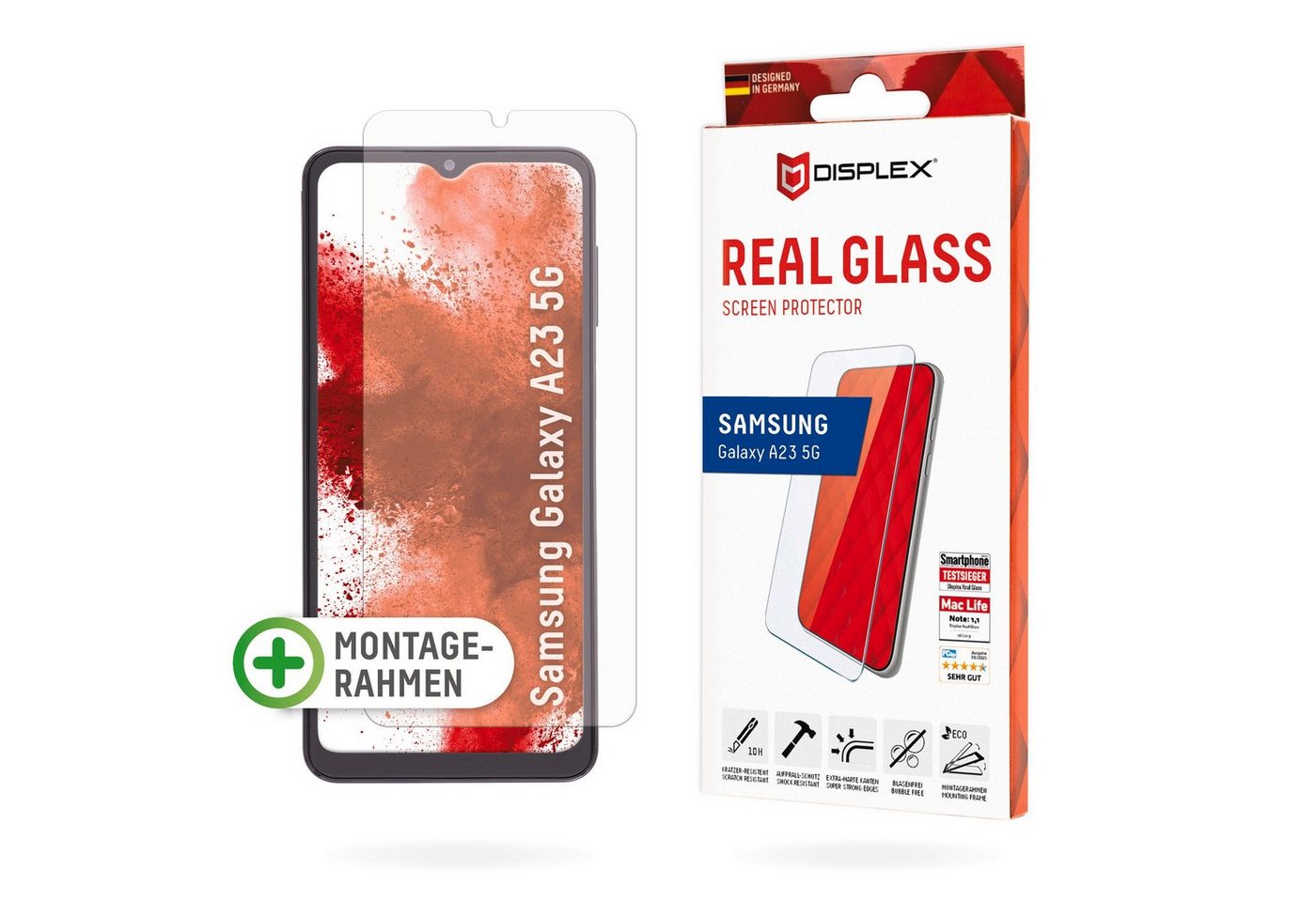 Displex Real Glass für Samsung Galaxy A23 5G, Displayschutzglas, Displayschutzfolie Displayschutz kratzer-resistent 10H splitterfest von Displex