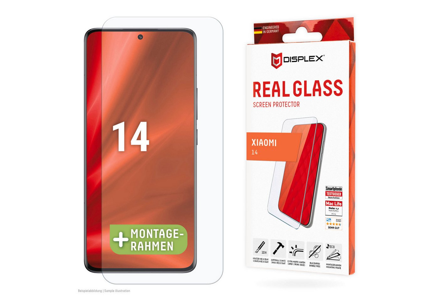 Displex Real Glass für Xiaomi 14, Displayschutzglas, 1 Stück, Bildschirmschutz, Displayschutzfolie,Einfach anbringen,kratz-&stoßfest von Displex