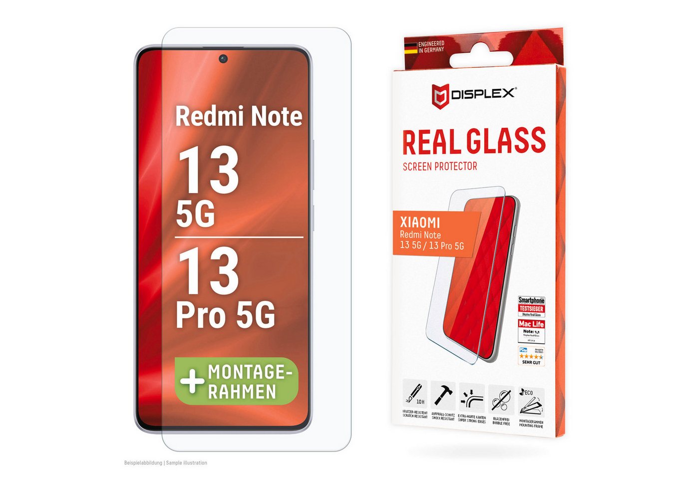 Displex Displayschutzglas Real Glass für Xiaomi Redmi Note 13 5G, Xiaomi Redmi Note 13 Pro 5G, 1 Stück, Bildschirmschutz, Displayschutzfolie,Einfach anbringen,kratz-&stoßfest Displex Displayschutzglas Real Glass für Xiaomi Redmi Note 13 5G, Xiaomi Redmi Note 13 Pro 5G, 1 Stück, Bildschirmschutz, Displayschutzfolie,Einfach anbringen,kratz-&stoßfest von Displex