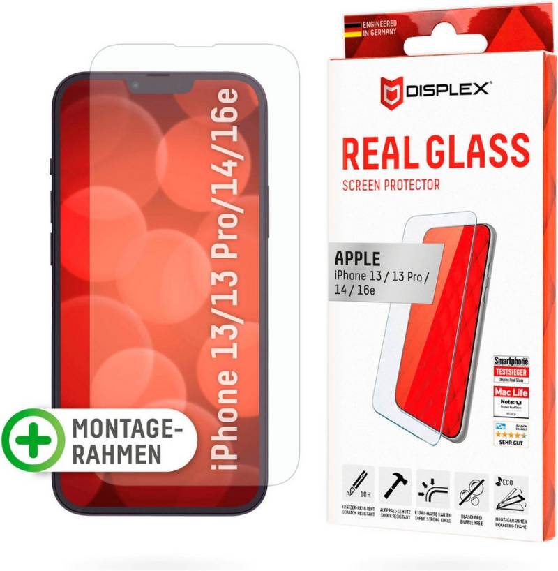 Displex Displayschutzglas Real Glass - iPhone 14 für Apple iPhone 13/13 Pro, Apple iPhone 14, Apple iPhone 16e von Displex