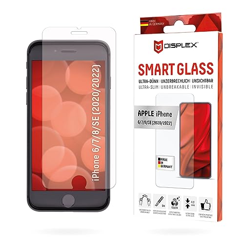 Displex Smart Glass (9H) für Apple iPhone 6/7/8/SE (2020/2022), Montagesticker, unzerbrechlich, ultra-dünn, unsichtbar von Displex