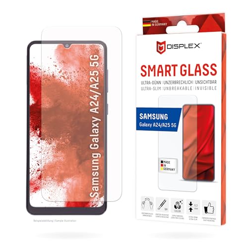Displex Smart Glass (9H) für Samsung Galaxy A24/A25 5G, Montagesticker, unzerbrechlich, ultra-dünn, unsichtbar von Displex