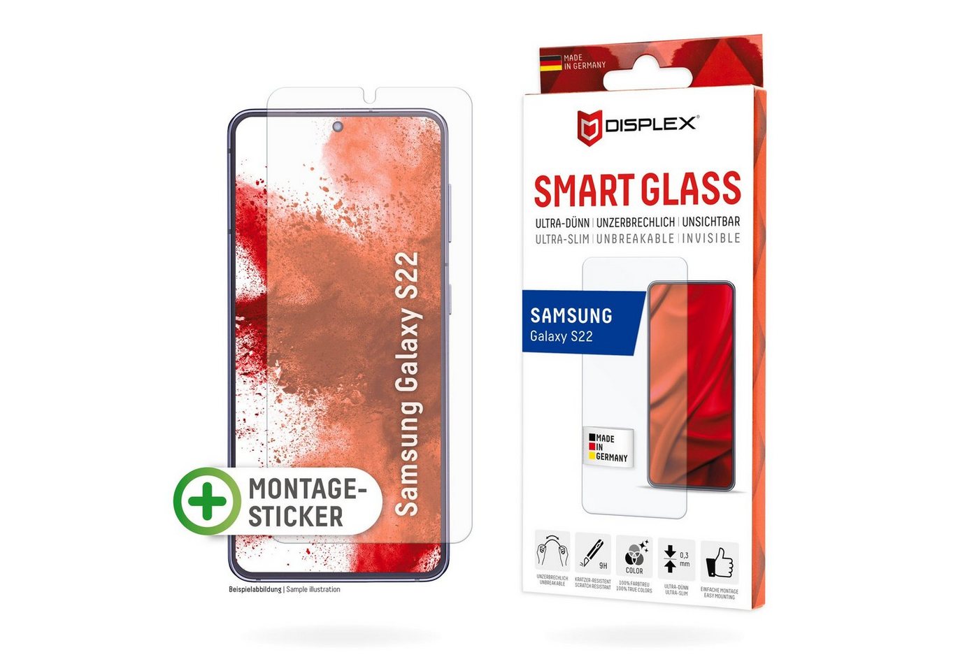 Displex Smart Glass - Samsung Galaxy S22/S23 für Samsung Galaxy S22, Samsung Galaxy S23, Displayschutzglas von Displex