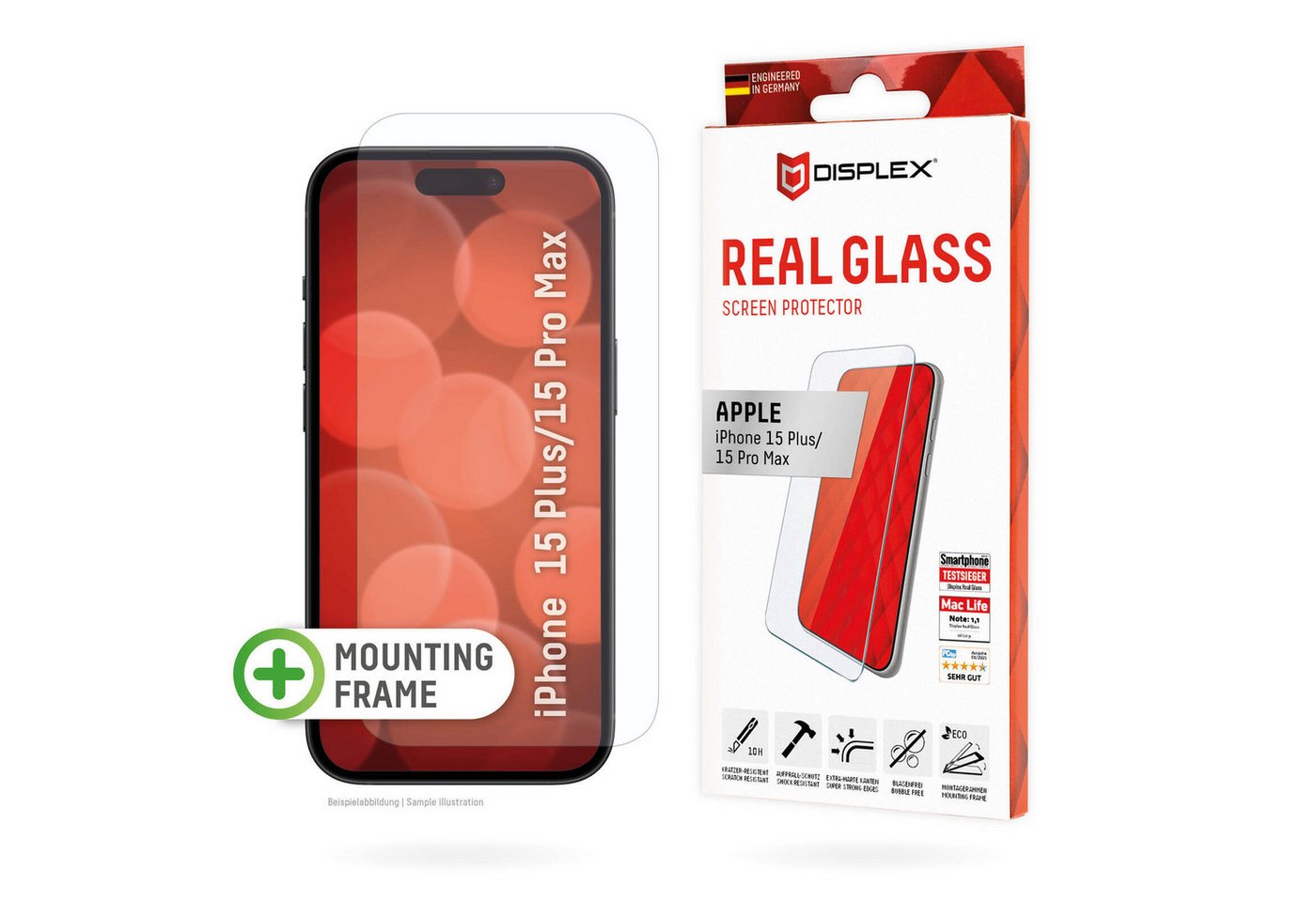 Displex Smartphone-Hülle DISPLEX Panzerglas (10H, 2D) für Apple iPhone 15 P von Displex