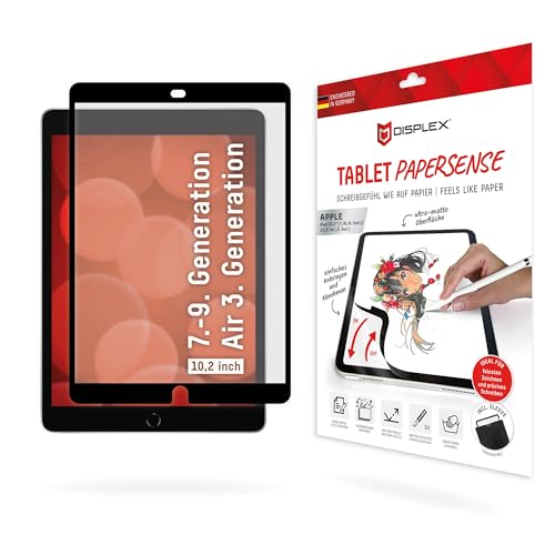 DISPLEX Tablet PAPERSENSE für iPad (7./8./9. Gen.)/Air (3. Gen.), wiederablösbare Schreibfolie und Zeichenfolie mit Paper Feeling für EIN Schreibgefühl wie auf Papier, inkl. Filz-Schutzhülle von Displex