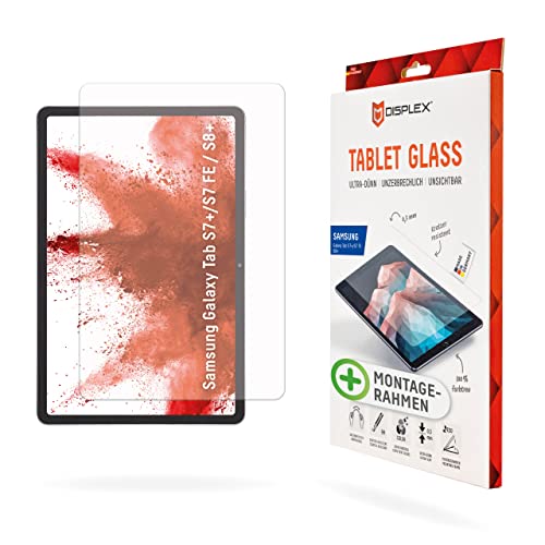 Displex Tablet Glass (9H) für Samsung Galaxy Tab S7+/S7 FE/S8+/S9+/S9 FE+, Eco-Montagerahmen L-Form, unzerbrechlich, ultra-dünn, unsichtbar von Displex