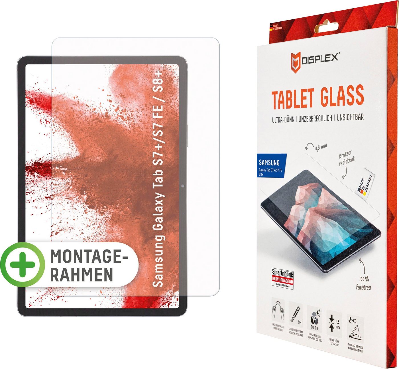 Displex Tablet Glass Samsung Galaxy Tab S7+/S7 FE für Samsung Galaxy Tab S7+/S7 FE, Samsung Galaxy Tab S8+, Displayschutzfolie von Displex