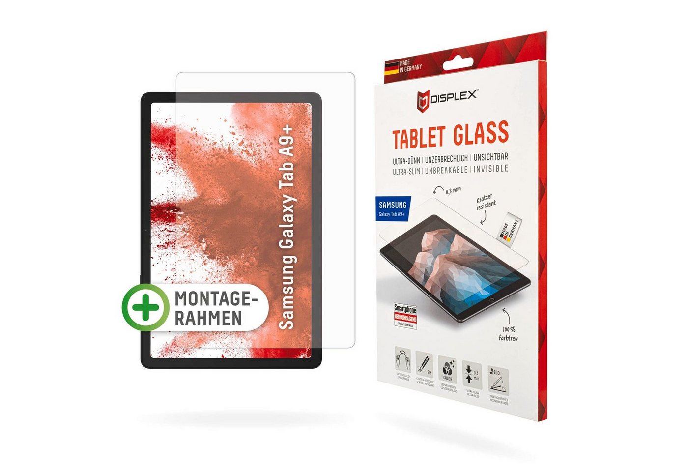 Displex Tablet Glass für Samsung Galaxy Tab A9+, Displayschutzglas, Bildschirmschutz, Schutzglas, Splitterschutz, kratzfest von Displex