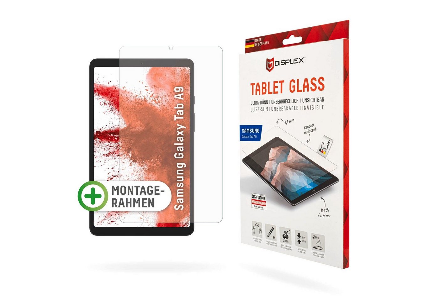 Displex Tablet Glass für Samsung Galaxy Tab A9, Displayschutzglas, Bildschirmschutz, Schutzglas, Splitterschutz, kratzfest von Displex