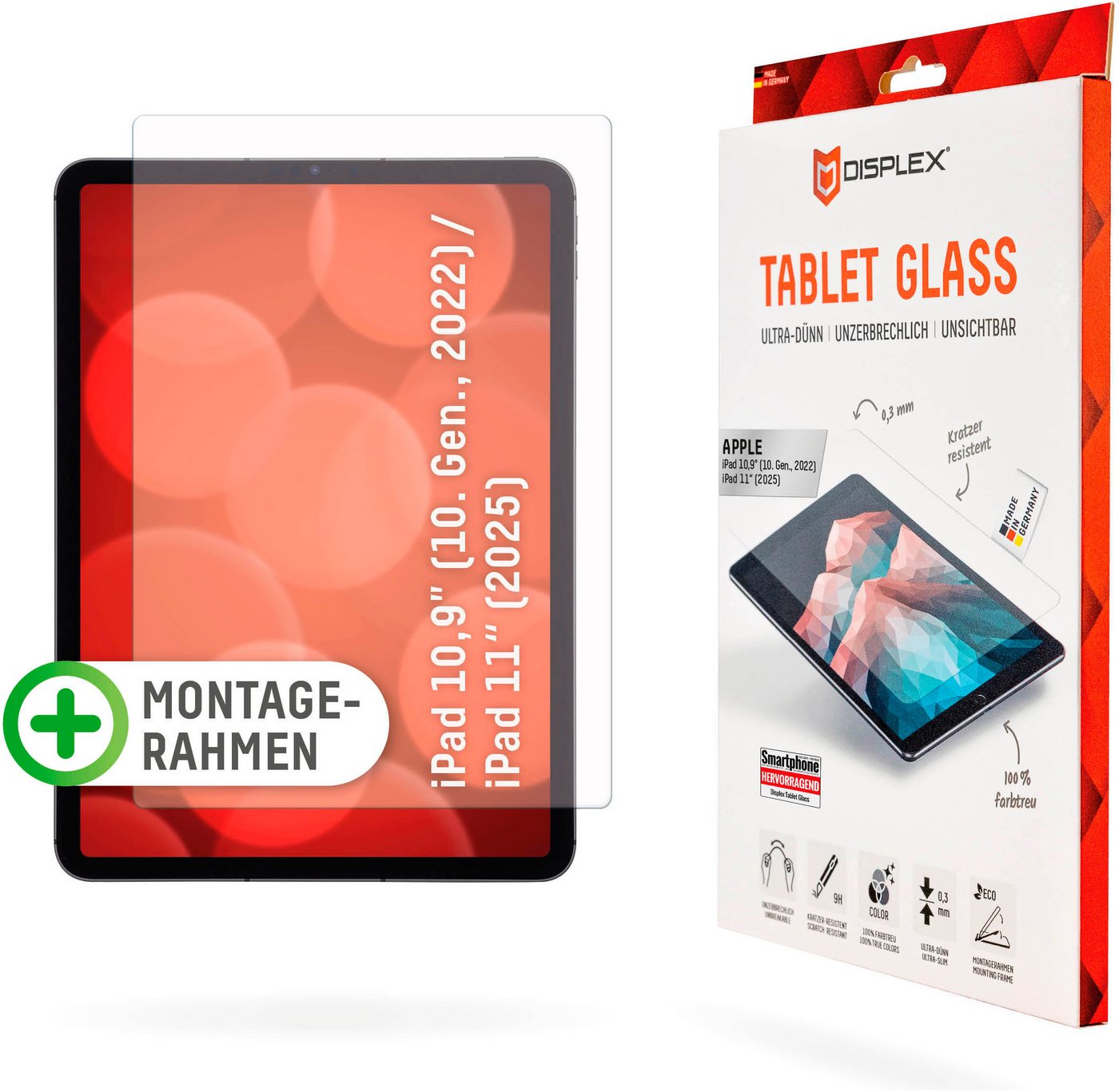 Displex Displayschutzglas Tablet Glass iPad 10,9 (10. Gen., 2022) für Apple iPad 10,9" (10. Gen., 2022), Apple iPad 11" (2025) von Displex
